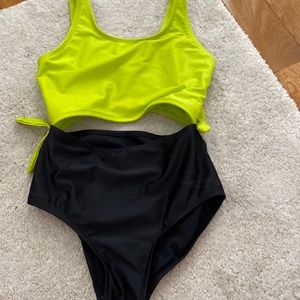 girls swim one piece open slit